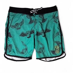 Ergo Green & Black Beer Can Swim Trunks - Size 34